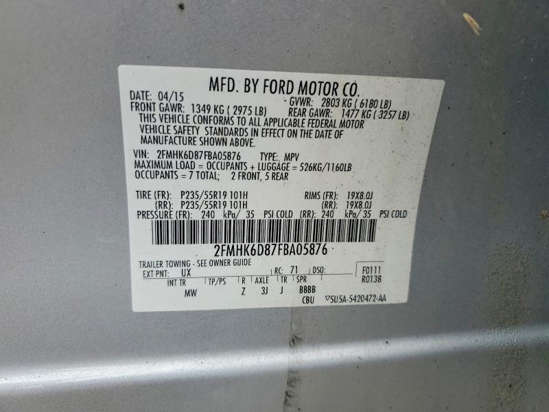 2015 Ford Flex მანქანა იყიდება აუქციონზე, vin: 2FMHK6D87FBA05876, აუქციონის ნომერი: 49508166