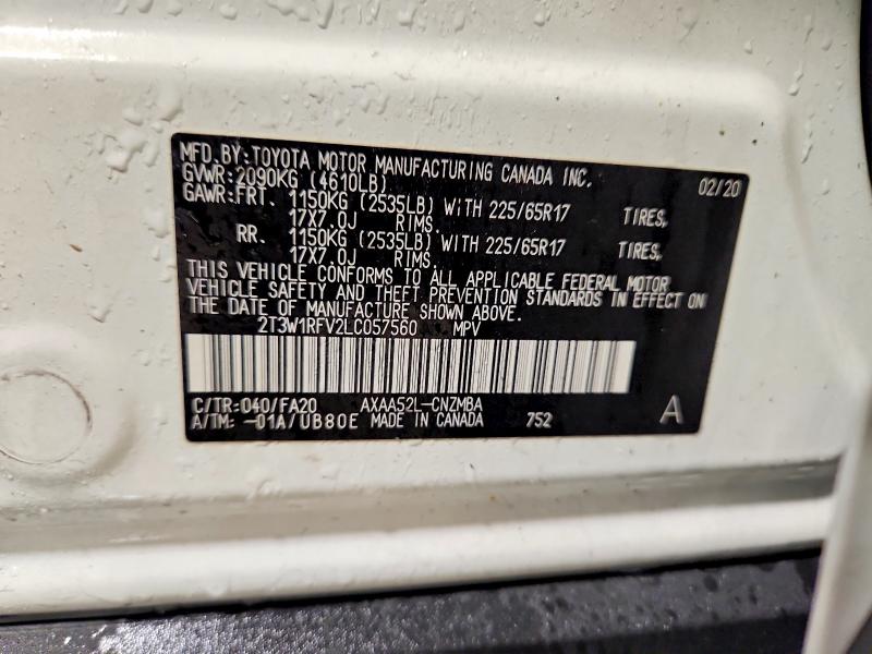 2020 Toyota Rav4 მანქანა იყიდება აუქციონზე, vin: 2T3W1RFV2LC057560, აუქციონის ნომერი: 48463566