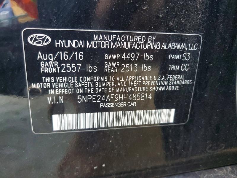 Aukcja sprzedaży 2017 Hyundai Sonata, vin: 5NPE24AF9HH485814, numer aukcji: 51380356