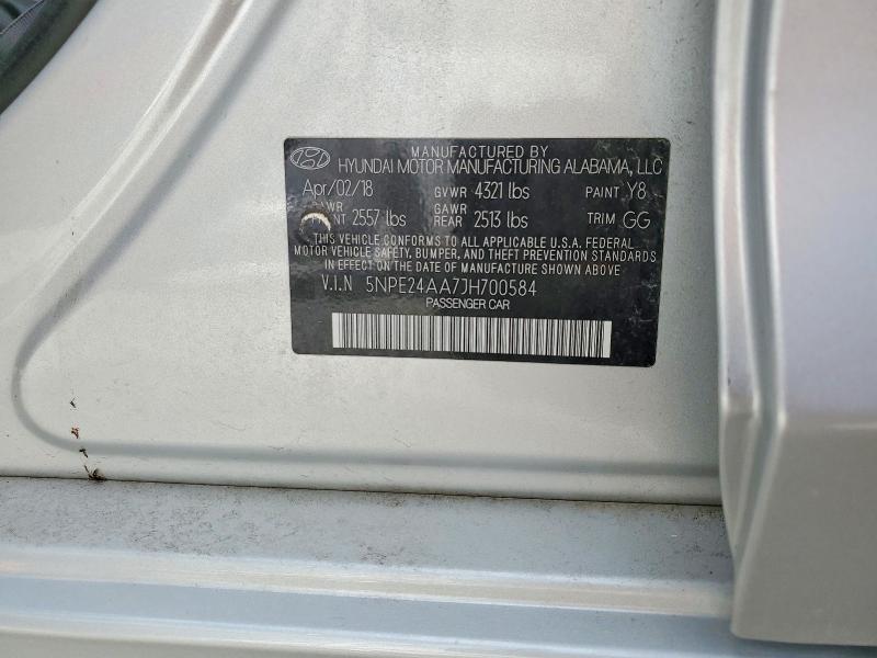 Продаж на аукціоні авто 2018 Hyundai Sonata, vin: 5NPE24AA7JH700584, номер лоту: 51211626