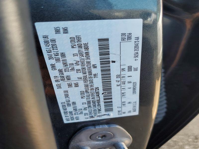 2020 Ford Escape მანქანა იყიდება აუქციონზე, vin: 1FMCU9H68LUA08726, აუქციონის ნომერი: 50401006
