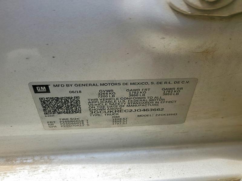 2018 Chevrolet Silverado მანქანა იყიდება აუქციონზე, vin: 3GCUKREC2JG463662, აუქციონის ნომერი: 50747226