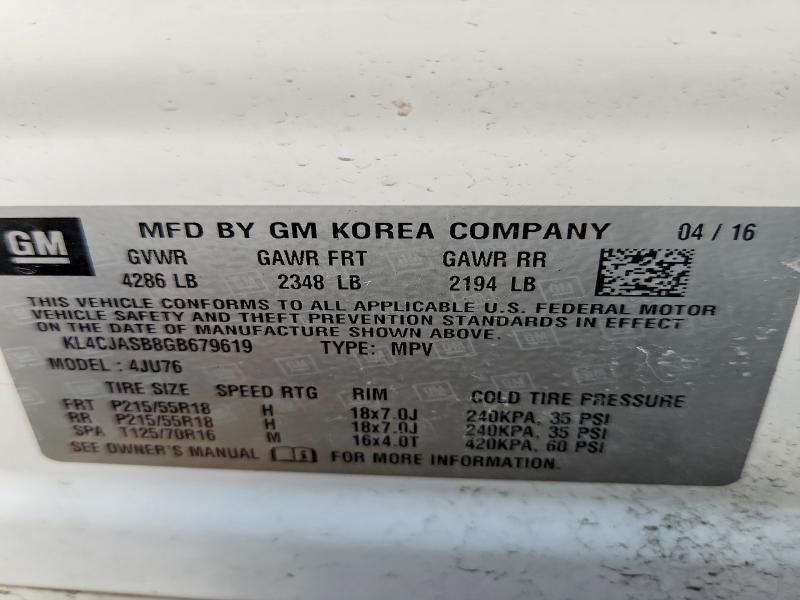 Продаж на аукціоні авто 2016 Buick Encore, vin: KL4CJASB8GB679619, номер лоту: 50237556