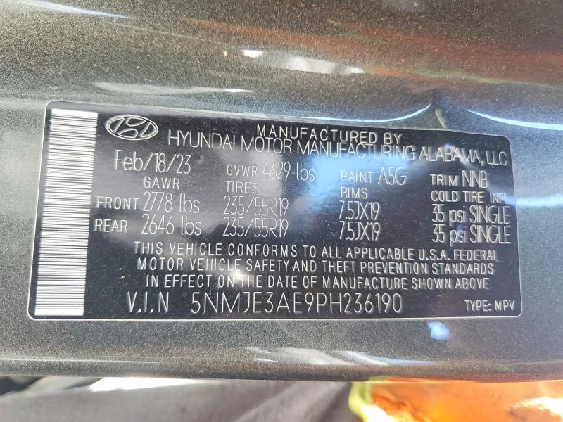 48413336 :رقم المزاد ، 5NMJE3AE9PH236190 vin ، 2023 Hyundai Tucson مزاد بيع