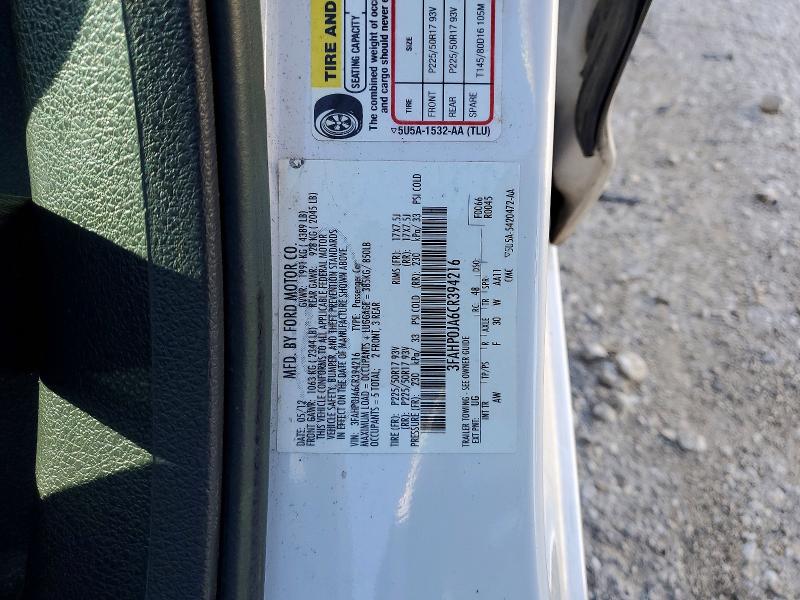 Продаж на аукціоні авто 2012 Ford Fusion, vin: 3FAHP0JA6CR394216, номер лоту: 51644436