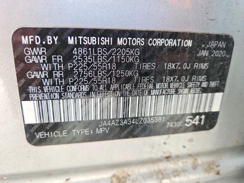 Продаж на аукціоні авто 2020 Mitsubishi Outlander, vin: JA4AZ3A34LZ035381, номер лоту: 48860266
