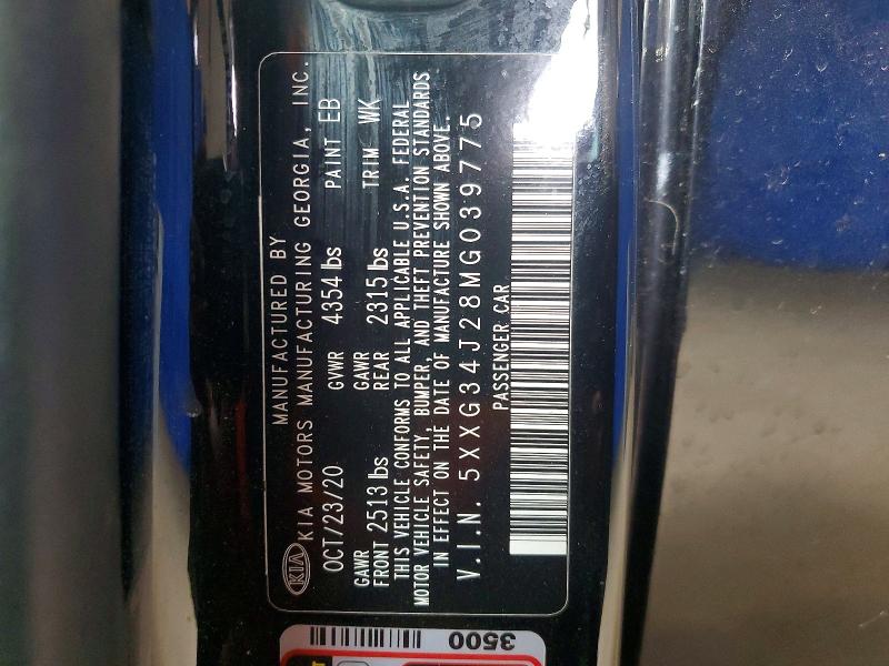 Aukcja sprzedaży 2021 Kia K5, vin: 5XXG34J28MG039775, numer aukcji: 49176586