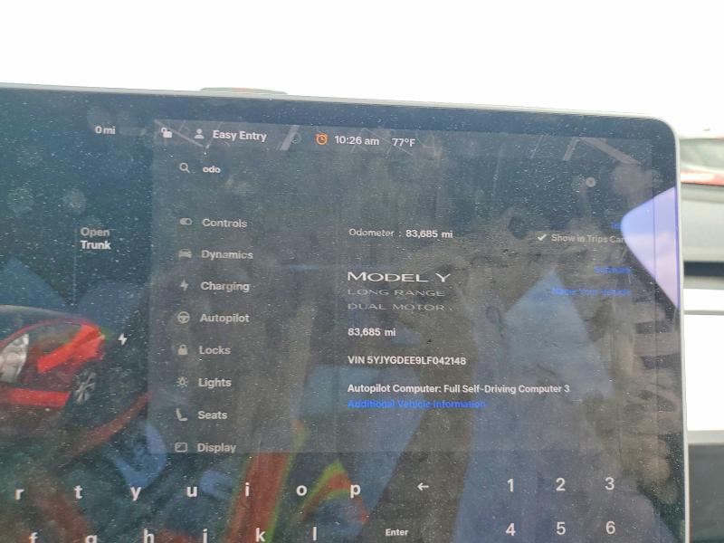 Продаж на аукціоні авто 2020 Tesla Model Y, vin: 5YJYGDEE9LF042148, номер лоту: 49541196