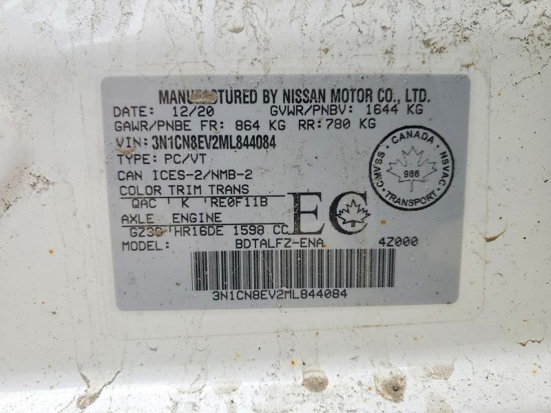 Продажа на аукционе авто 2021 Nissan Versa, vin: 3N1CN8EV2ML844084, номер лота: 50768086