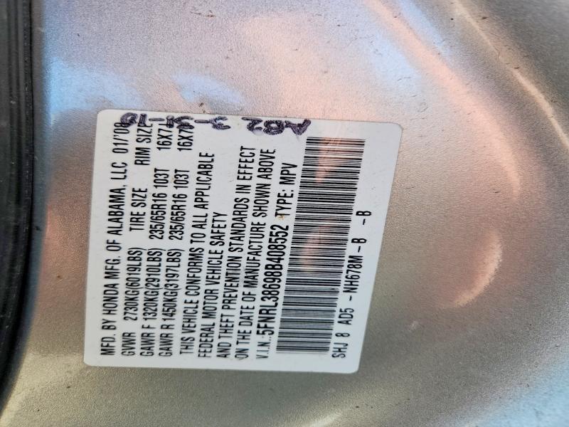 50788136 :رقم المزاد ، 5FNRL38698B408552 vin ، 2008 Honda Odyssey مزاد بيع