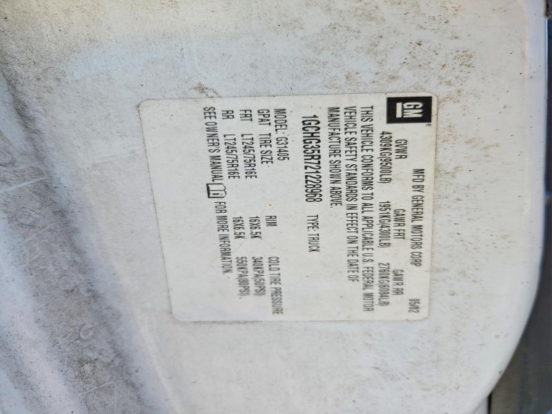 2002 Chev Express G3500 მანქანა იყიდება აუქციონზე, vin: 1GCHG35R721228968, აუქციონის ნომერი: 49082626