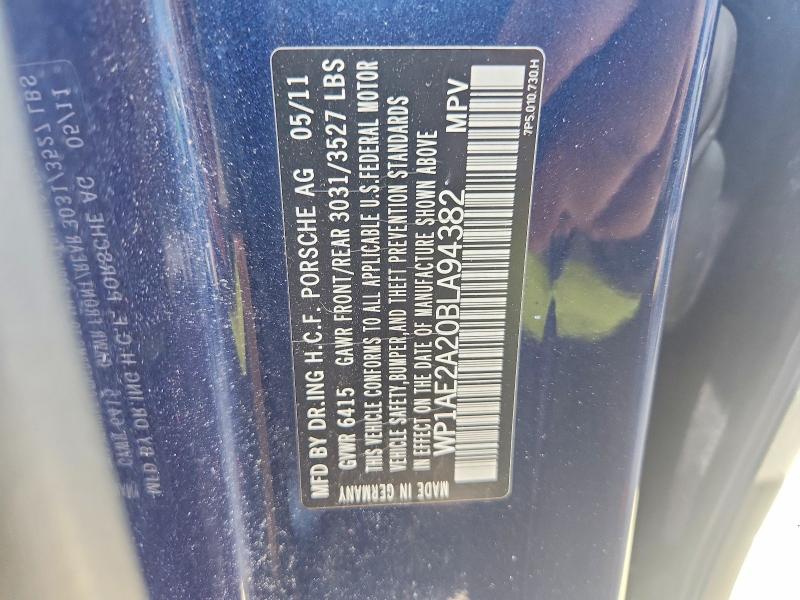46148086 :رقم المزاد ، WP1AE2A20BLA94382 vin ، 2011 Porsche Cayenne مزاد بيع