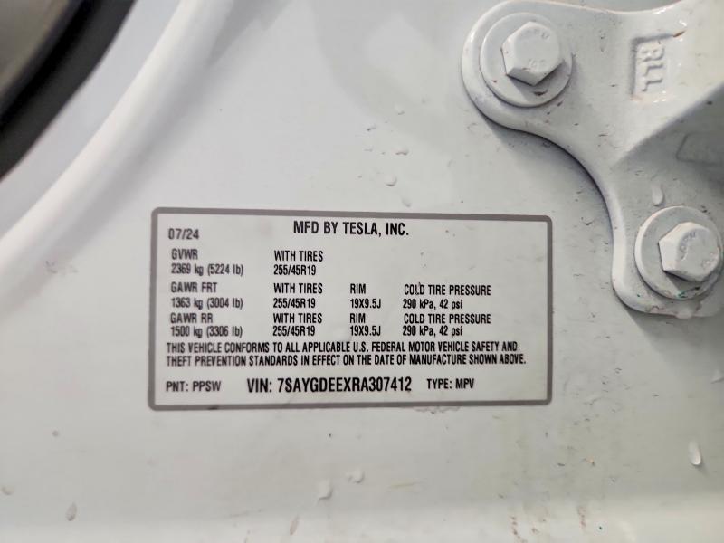 Продажа на аукционе авто 2024 Tesla Model Y, vin: 7SAYGDEEXRA307412, номер лота: 48917596