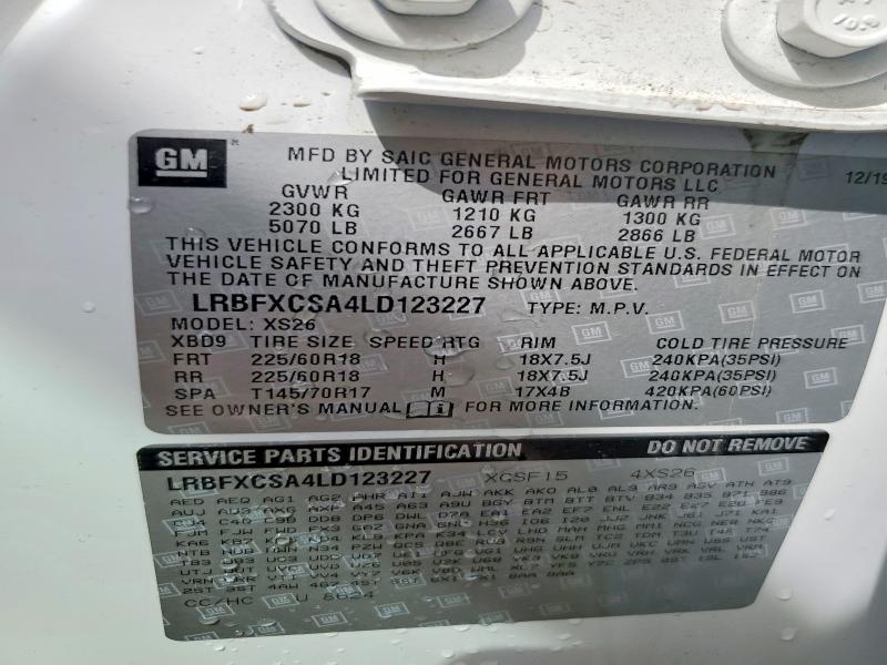50046606 :رقم المزاد ، LRBFXCSA4LD123227 vin ، 2020 Buick Envision مزاد بيع