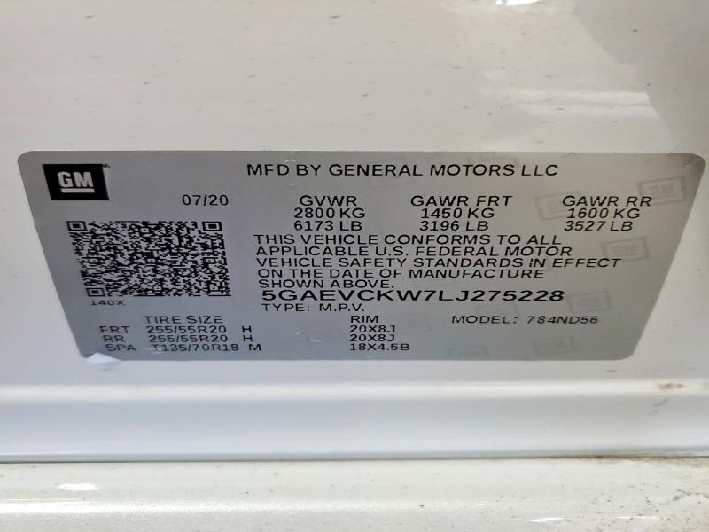 Aukcja sprzedaży 2020 Buick Enclave, vin: 5GAEVCKW7LJ275228, numer aukcji: 47793306