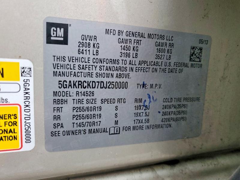 Aukcja sprzedaży 2013 Buick Enclave, vin: 5GAKRCKD7DJ250000, numer aukcji: 51585076