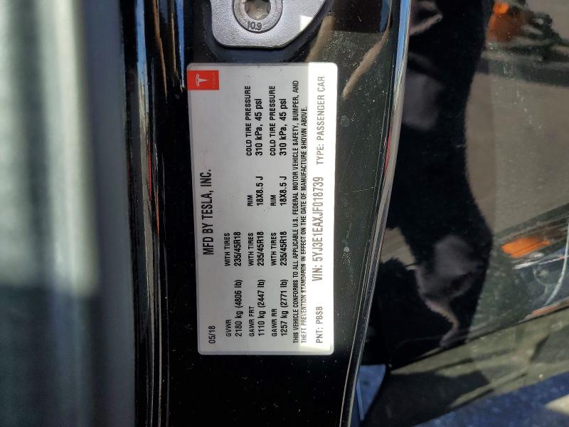 50509646 :رقم المزاد ، 5YJ3E1EAXJF018739 vin ، 2018 Tesla Model 3 مزاد بيع