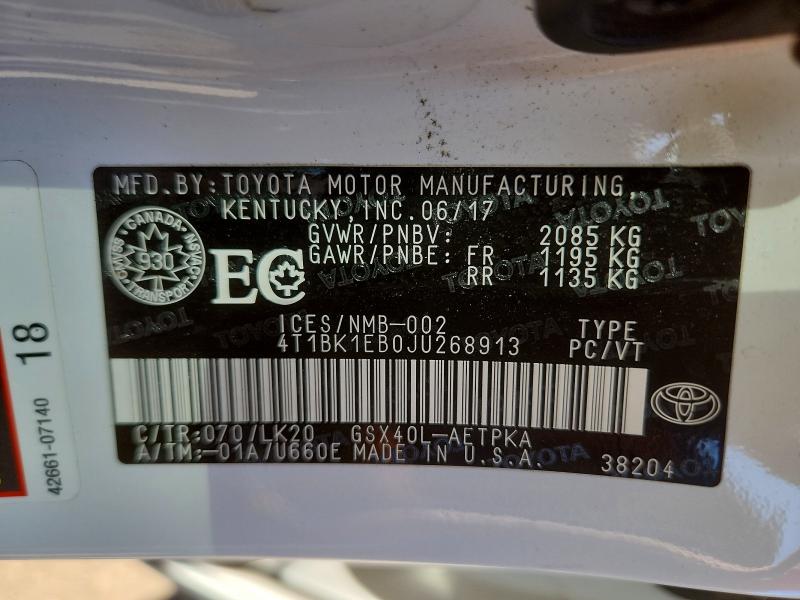 Auction sale of the 2018 Toyota Avalon, vin: 4T1BK1EB0JU268913, lot number: 52171016