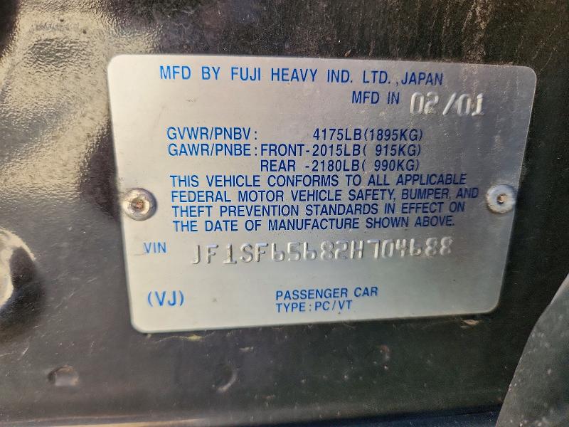 Продаж на аукціоні авто 2002 Subaru Forester, vin: JF1SF65682H704688, номер лоту: 47742576