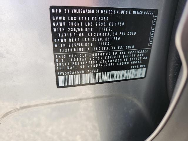 48259346 :رقم المزاد ، 3VV3B7AX5NM170243 vin ، 2022 Volkswagen Tiguan مزاد بيع