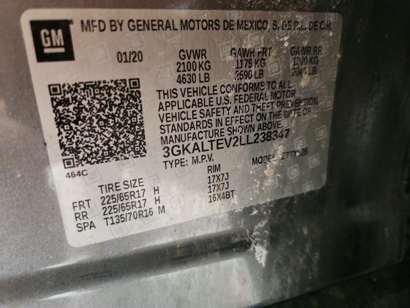 49762566 :رقم المزاد ، 3GKALTEV2LL238347 vin ، 2020 Gmc Terrain مزاد بيع