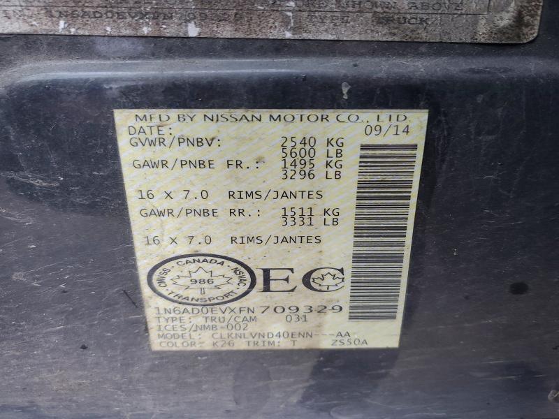 2015 Nissan Frontier მანქანა იყიდება აუქციონზე, vin: 1N6AD0EVXFN709329, აუქციონის ნომერი: 49947986