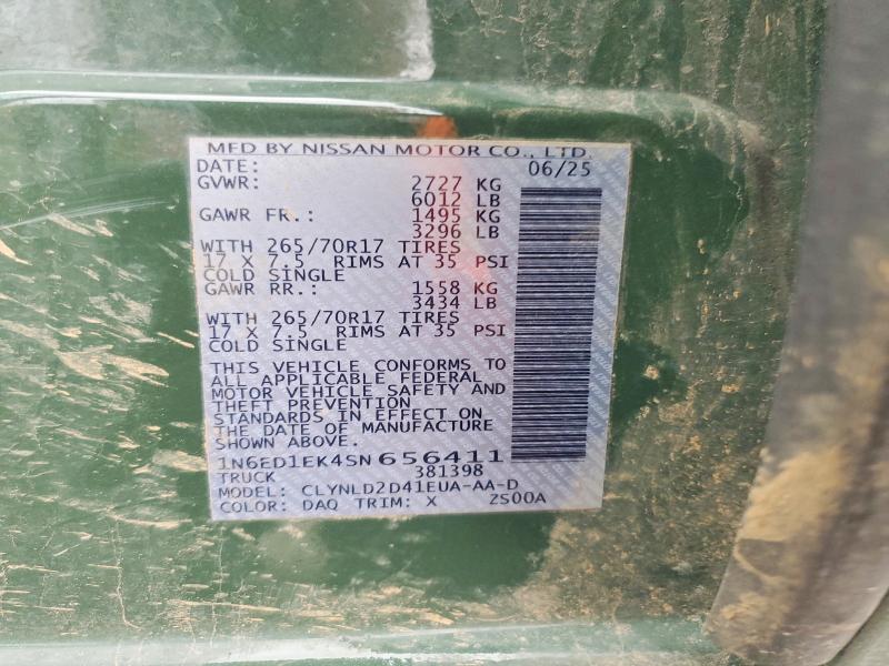 2025 Nissan Frontier მანქანა იყიდება აუქციონზე, vin: 1N6ED1EK4SN656411, აუქციონის ნომერი: 48453686