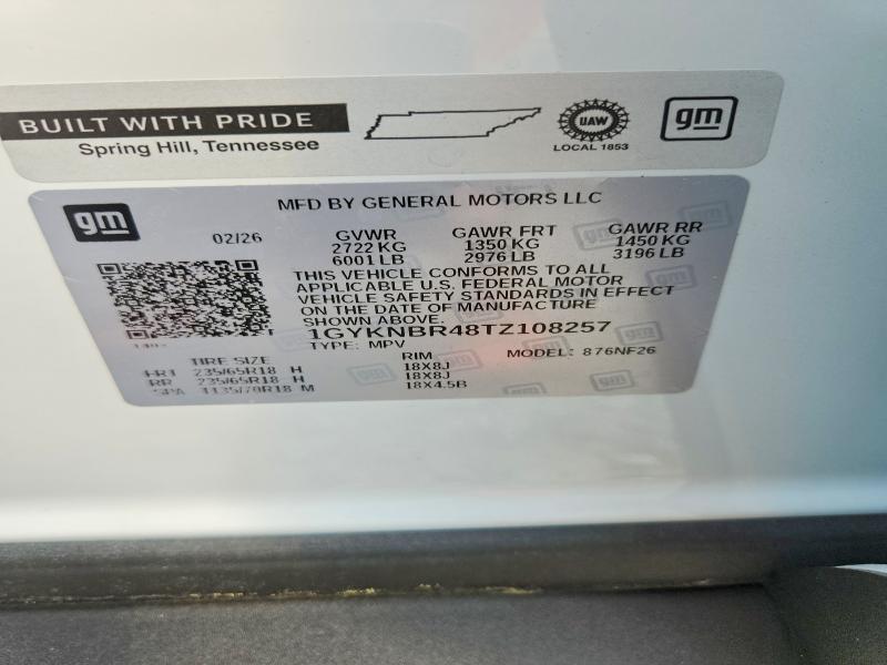 2026 Cadillac Xt5 მანქანა იყიდება აუქციონზე, vin: 1GYKNBR48TZ108257, აუქციონის ნომერი: 50776706