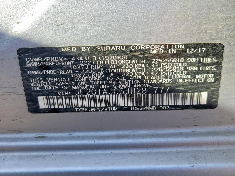 Продажа на аукционе авто 2018 Subaru Crosstrek, vin: JF2GTAJC6JH281777, номер лота: 51429746