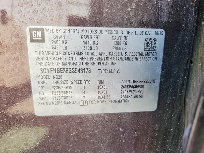 2016 Cadillac Srx მანქანა იყიდება აუქციონზე, vin: 3GYFNBE38GS548173, აუქციონის ნომერი: 50566516