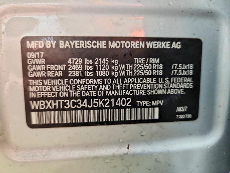 50303016 :رقم المزاد ، WBXHT3C34J5K21402 vin ، 2018 Bmw X1 مزاد بيع