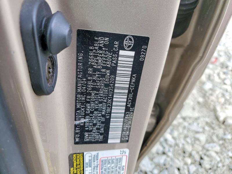 Aukcja sprzedaży 2004 Toyota Camry, vin: 4T1BE32K14U354209, numer aukcji: 51348256