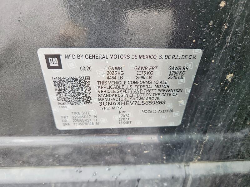 Aukcja sprzedaży 2020 Chevrolet Equinox, vin: 3GNAXHEV7LS659863, numer aukcji: 49465246