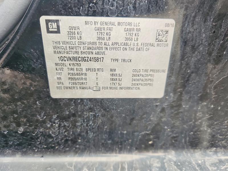 Aukcja sprzedaży 2016 Chevrolet Silverado, vin: 1GCVKREC0GZ415817, numer aukcji: 49547646