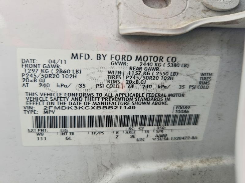 Aukcja sprzedaży 2011 Ford Edge, vin: 2FMDK3KCXBBB21149, numer aukcji: 50479686