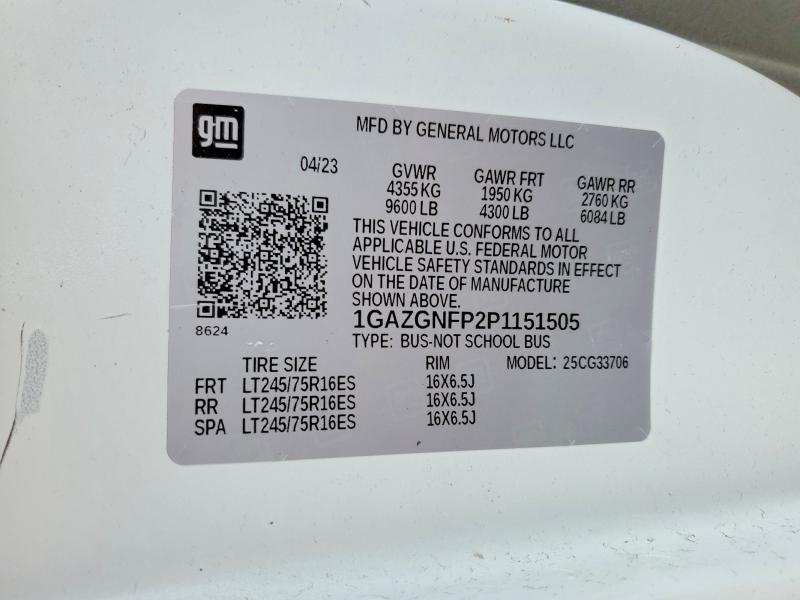 Aukcja sprzedaży 2023 Chevrolet Express G3500, vin: 1GAZGNFP2P1151505, numer aukcji: 49300716