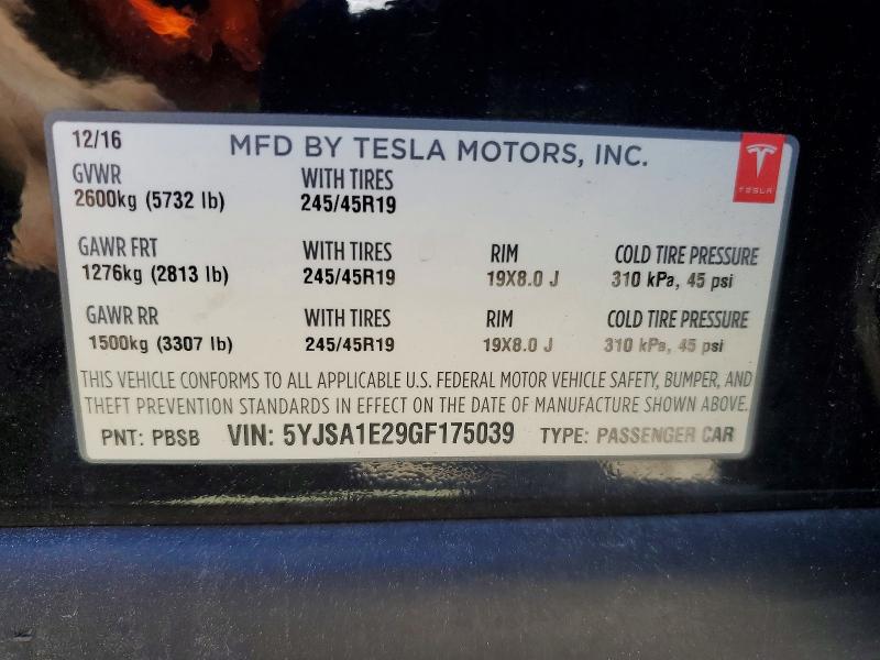 50436446 :رقم المزاد ، 5YJSA1E29GF175039 vin ، 2016 Tesla Model S مزاد بيع