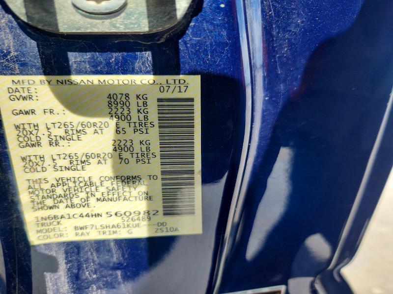 49910576 :رقم المزاد ، 1N6BA1C44HN560982 vin ، 2017 Nissan Titan Xd مزاد بيع