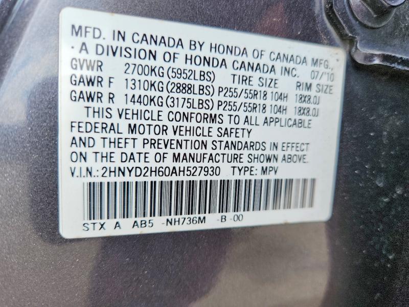 Aukcja sprzedaży 2010 Acura Mdx, vin: 2HNYD2H60AH527930, numer aukcji: 49115436