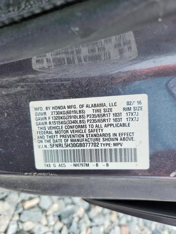 Продажа на аукционе авто 2016 Honda Odyssey, vin: 5FNRL5H30GB077702, номер лота: 49095036