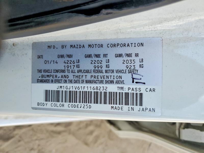Продажа на аукционе авто 2015 Mazda 6, vin: JM1GJ1V61F1168232, номер лота: 48635686