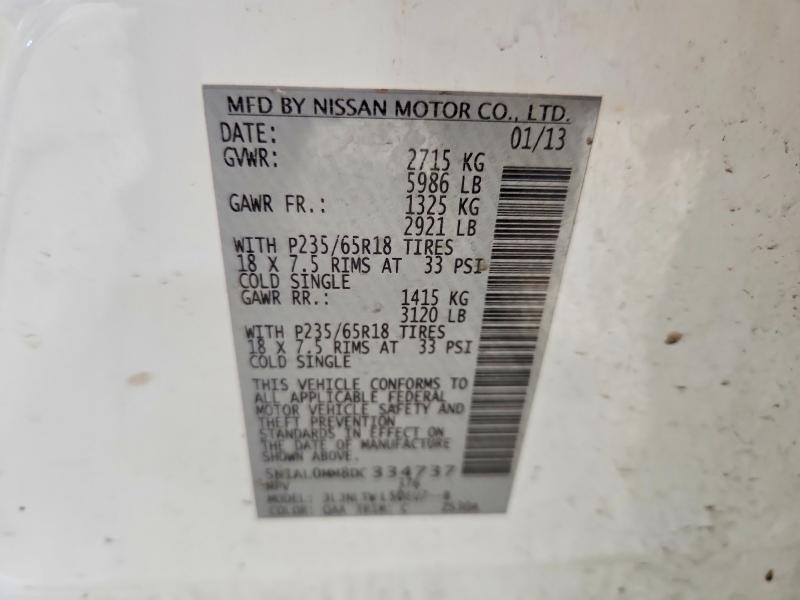 2013 Infiniti Jx35 მანქანა იყიდება აუქციონზე, vin: 5N1AL0MM8DC334737, აუქციონის ნომერი: 49497806