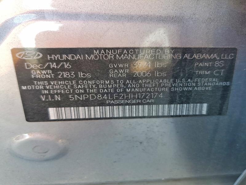 49567826 :رقم المزاد ، 5NPD84LF2HH172174 vin ، 2017 Hyundai Elantra مزاد بيع