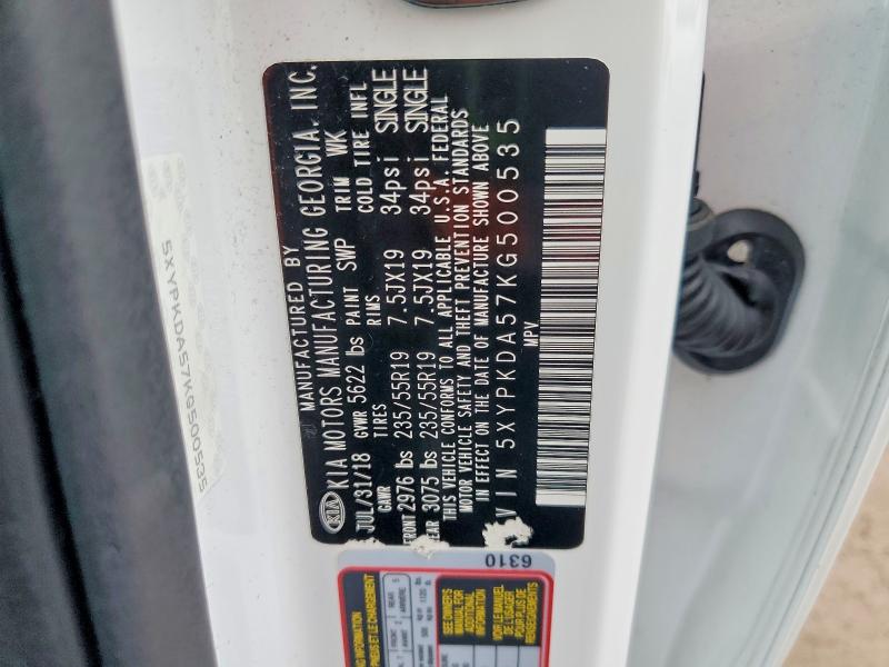 Продаж на аукціоні авто 2019 Kia Sorento, vin: 5XYPKDA57KG500535, номер лоту: 51509816