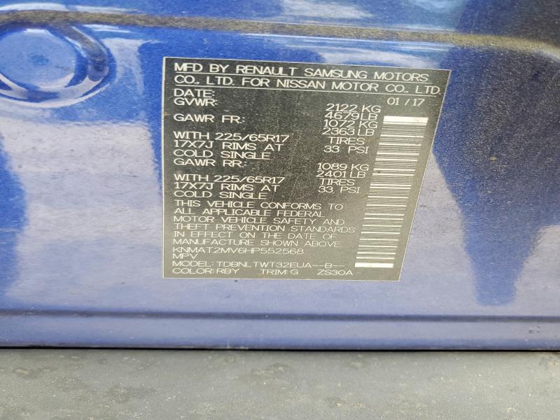 Aukcja sprzedaży 2017 Nissan Rogue, vin: KNMAT2MV6HP552568, numer aukcji: 51601026