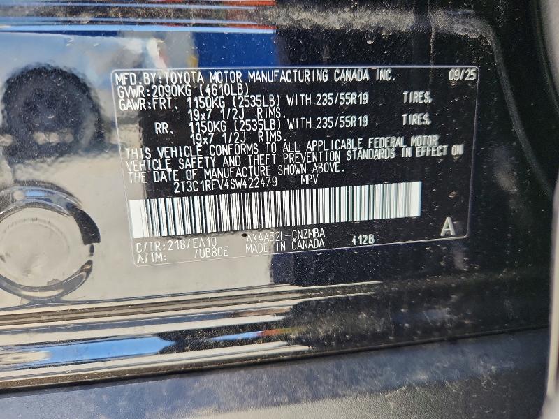 50086046 :رقم المزاد ، 2T3C1RFV4SW422479 vin ، 2025 Toyota Rav4 مزاد بيع