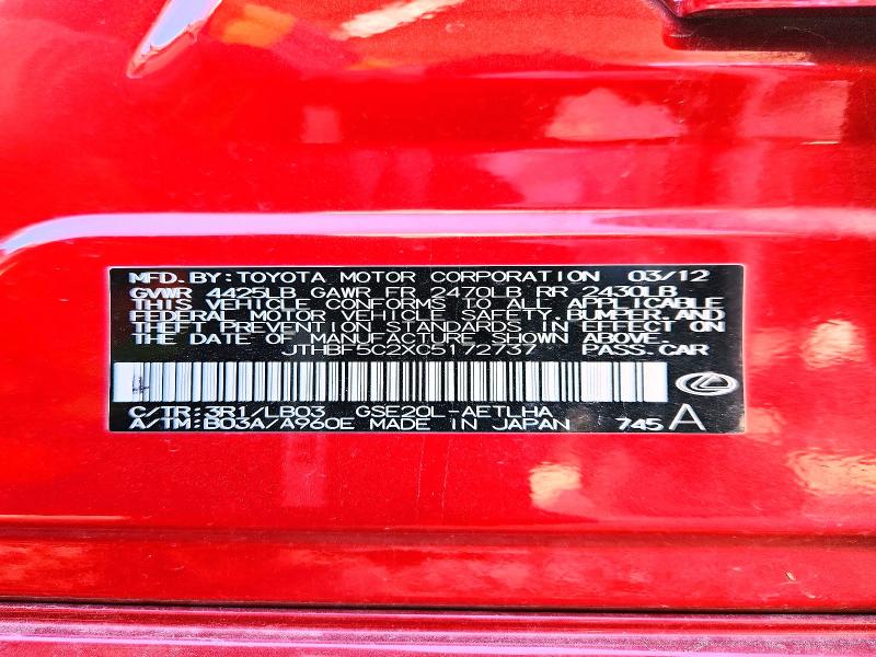 Aukcja sprzedaży 2012 Lexus Is, vin: JTHBF5C2XC5172737, numer aukcji: 50977606