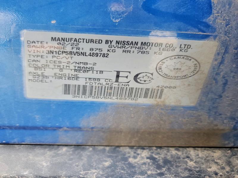 Продажа на аукционе авто 2022 Nissan Kicks, vin: 3N1CP5BV5NL489782, номер лота: 48360276