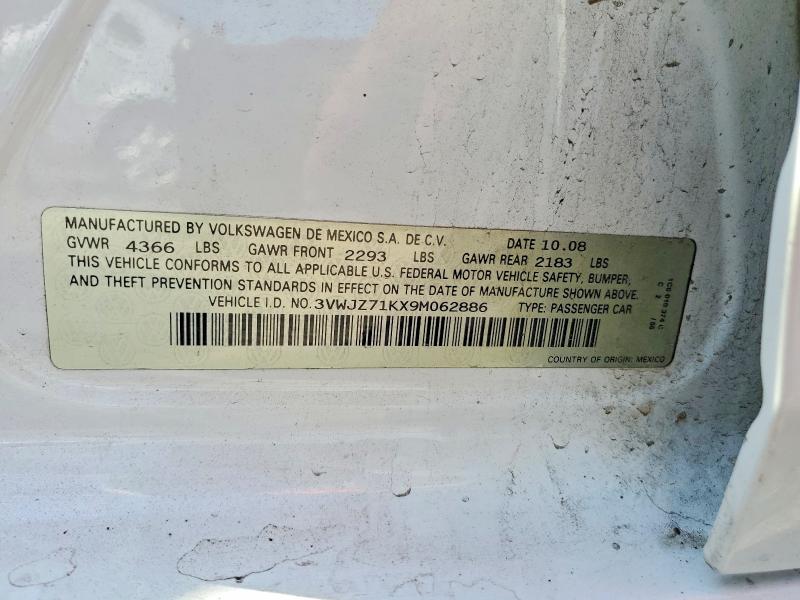 49037146 :رقم المزاد ، 3VWJZ71KX9M062886 vin ، 2009 Volkswagen Jetta مزاد بيع