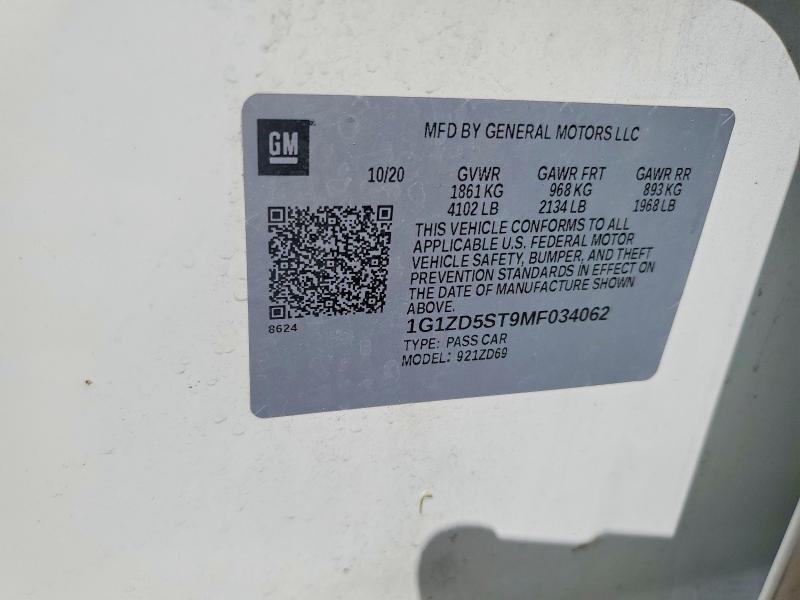 Продаж на аукціоні авто 2021 Chevrolet Malibu, vin: 1G1ZD5ST9MF034062, номер лоту: 49438326